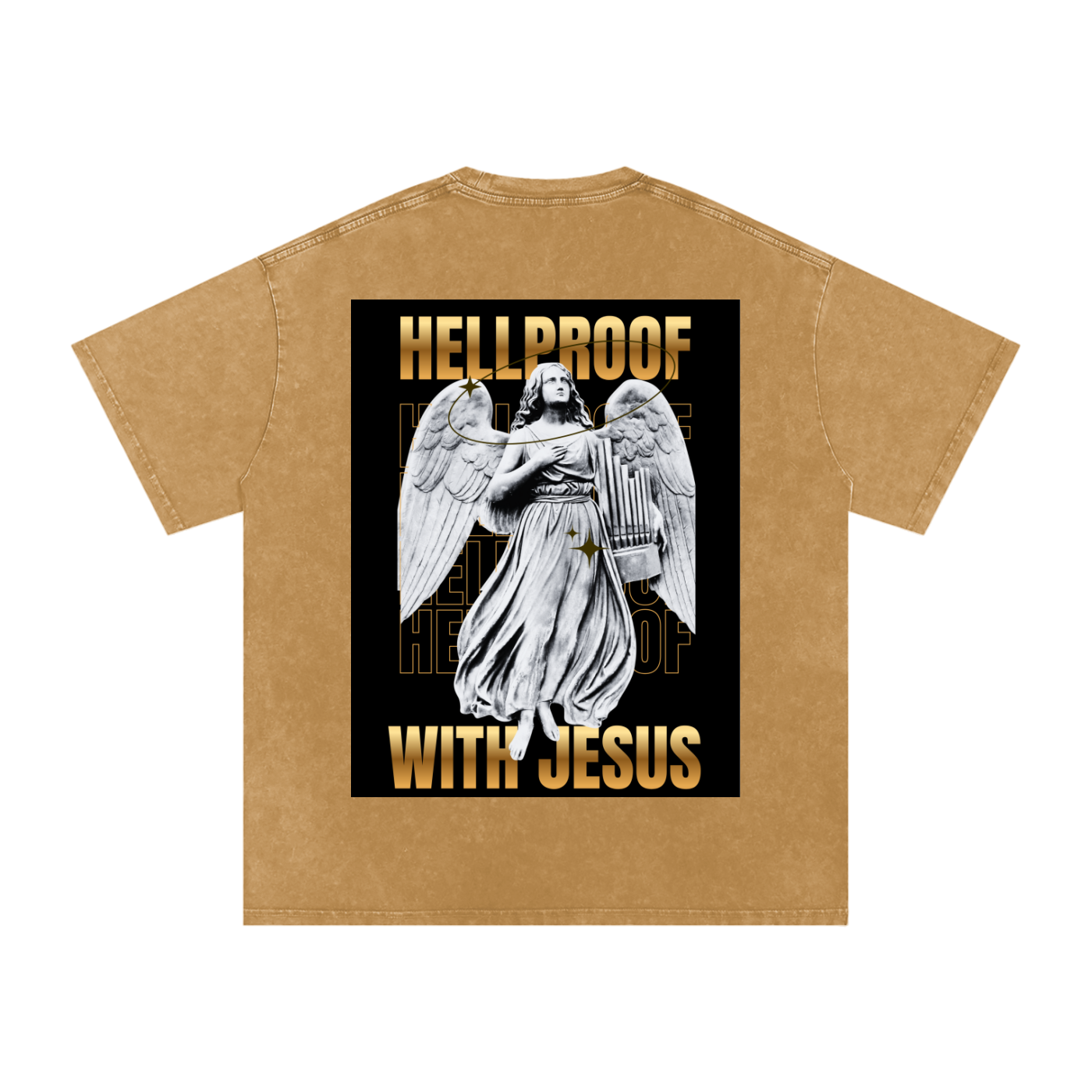 Snow Washed Oversized Hell Proof With Jesus Tee