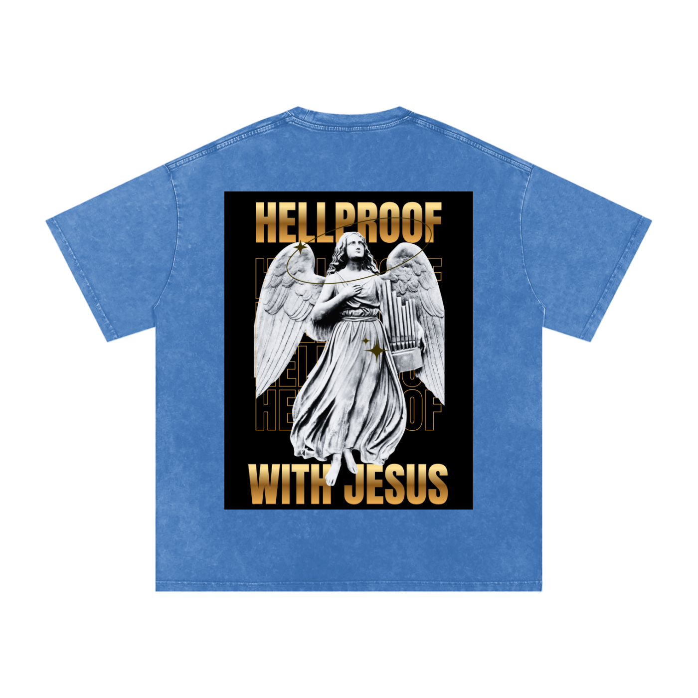 Snow Washed Oversized Hell Proof With Jesus Tee