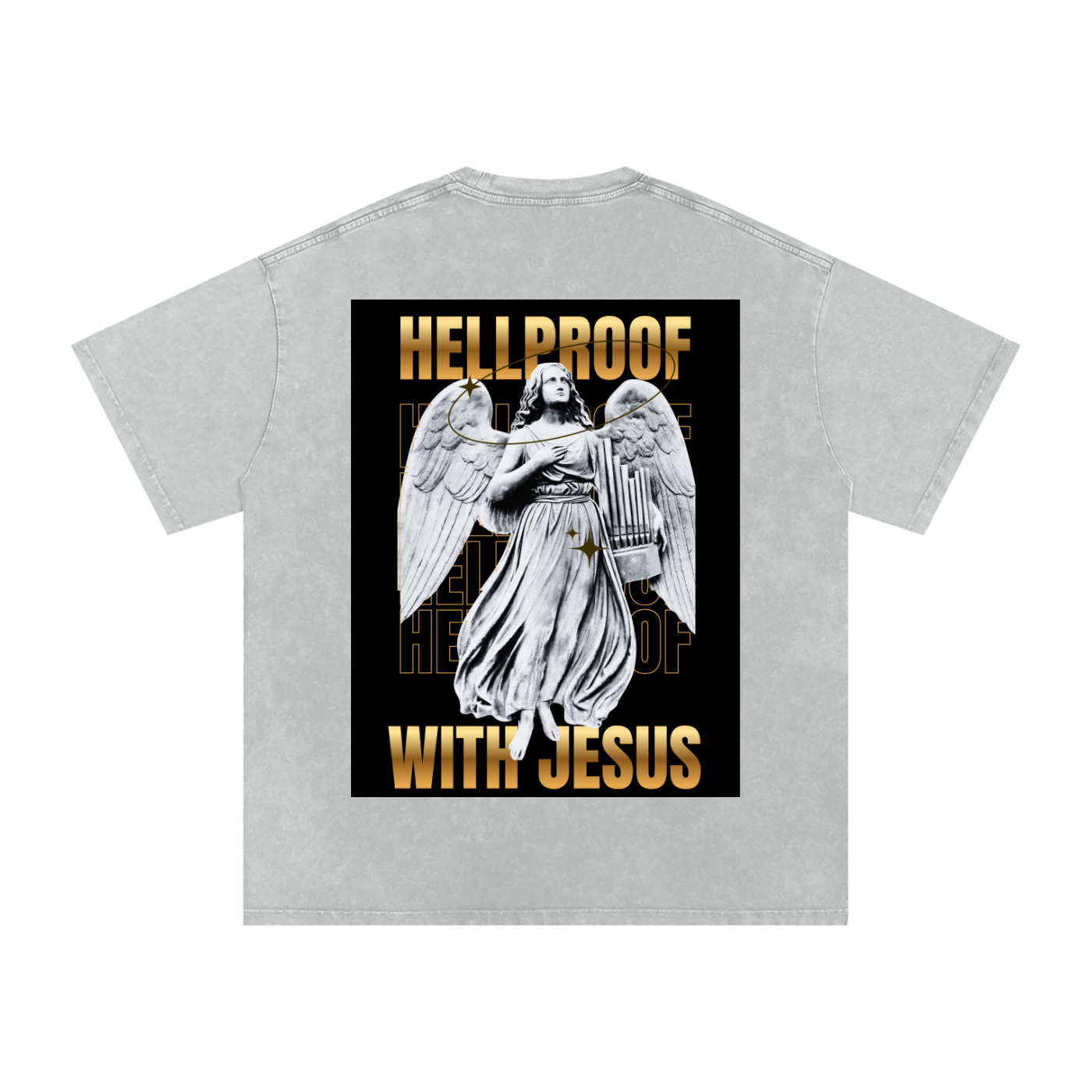 Snow Washed Oversized Hell Proof With Jesus Tee