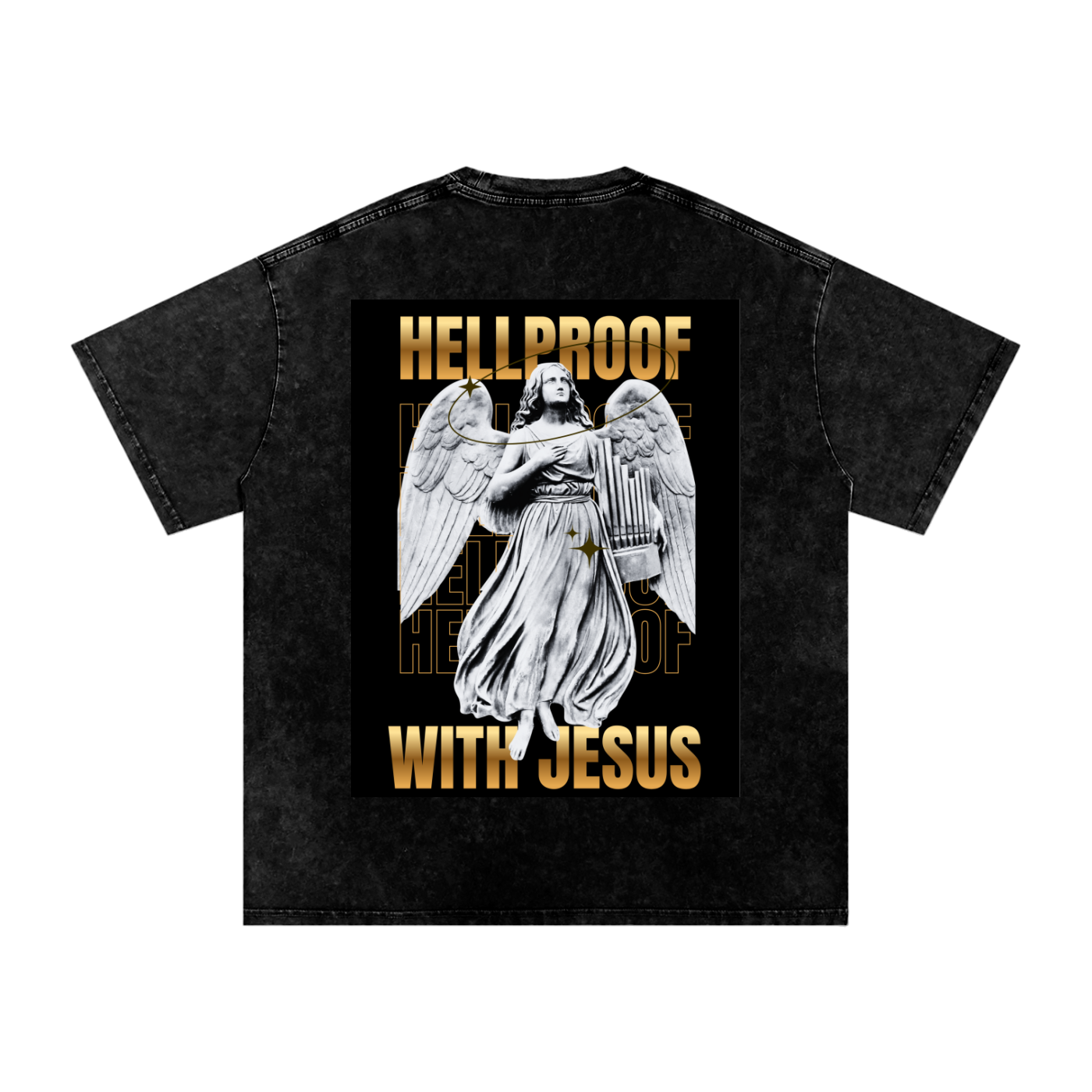 Snow Washed Oversized Hell Proof With Jesus Tee